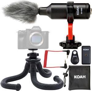 Koah Simah Condenser Microphone for Digital Cameras Tripod Bundle