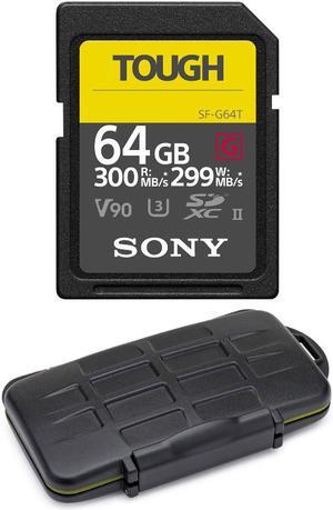 Sony TOUGH-G series 64GB SDXC UHS-II Card with Memory Card Carrying Case Bundle