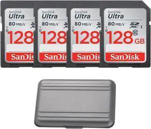 SanDisk 128GB Ultra UHS-I Class 10 SDXC Memory Card Bundle with Security Case