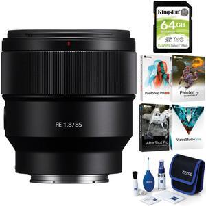 Sony FE 85mm f/1.8 Prime E-Mount Lens with Software Suite and Accessory Bundle
