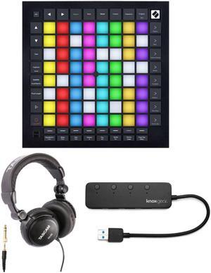 Novation Launchpad Pro MK3 with Over-Ear Headphones & Knox 3.0 4 Port USB Hub