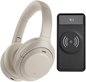 Sony WH-1000XM4 Wireless Noise Canceling Over-Ear Headphones (Silver) Bundle