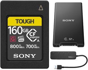 Sony CFexpress Type A 160GB Memory Card with Card Reader and 4 Port USB Hub