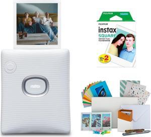 Fujifilm INSTAX Square Link Instant Printer (White) w/Instax Film Kit Bundle