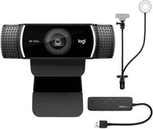 Logitech C922 Pro Stream 1080p Webcam with Stand and 4-Port USB Hub