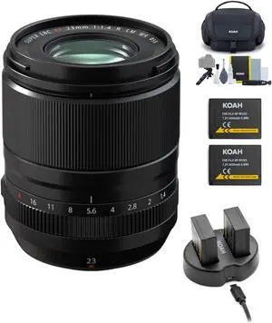 Fujifilm Fujinon XF 23mm f/1.4 R LM WR Lens with Battery (2pack) and Accessories