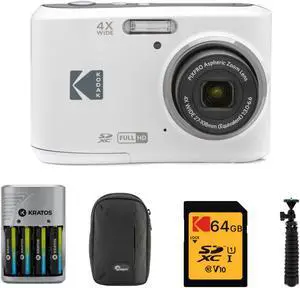 Kodak PIXPRO FZ45 Digital Camera (White) with Accessory Bundle