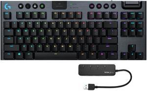 Logitech G915 TKL Wireless Mechanical Gaming Keyboard Carbon with 4Port USB