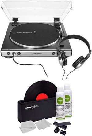 Audio-Technica AT-LP60X Turntable w Headphones & Knox Vinyl Record Cleaning Kit
