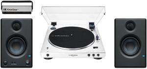 Audio-Technica AT-LP60XBT-WW Automatic Turntable (White) with Speakers Bundle
