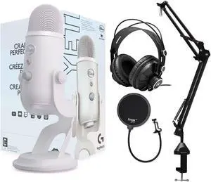 Blue Microphones Yeti USB Microphone (White Mist) with Microphone Stand Bundle