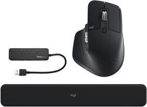 Logitech MX Master 3S Mouse Black Bundle with MX Palm Rest and 4Port USB Hub