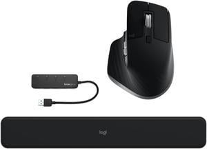 Logitech MX Master 3S Wireless Mouse for Mac with Gray 4Port USB Hub Bundle