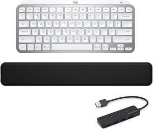 Logitech MX Keys Mini Wireless Keyboard Bundle with Palm Rest and 4Port USB