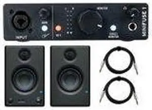 Arturia MiniFuse 1 Audio Interface (Black) with Studio Speakers and TRS Cables