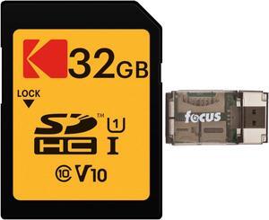 Kodak 32GB Class 10 UHS-I U1 SDHC Memory Card with Focus All-In-One Card Reader