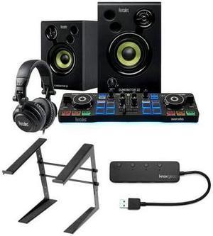 Hercules DJ Starter Kit with Laptop Stand and Knox Gear 4-Port USB 3.0 Hub