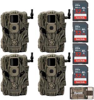 Stealth Cam Fusion X 26MP Trail Camera (Verizon, 4-Pack) with SD Card Bundle