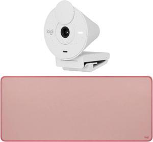 Logitech Brio 300 (White) - High-Definition Webcam with Desktop Anti-Slip Matt