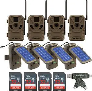 Muddy Manifest Cellular Camera (AT&T) with Solar Panel, SD Card Bundle 4-Pack