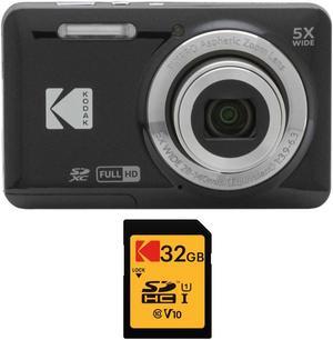 Kodak PIXPRO Friendly Zoom FZ55 Digital Camera Black with 32GB Memory Card