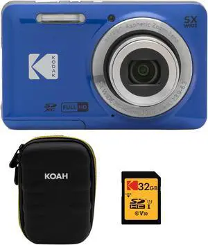 Kodak PIXPRO Friendly Zoom FZ55 Digital Camera (Blue) with Case and Memory Card