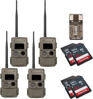 Cuddeback Cuddelink Wireless Lowglow Camera Bundle with Accessories (4-Pack)