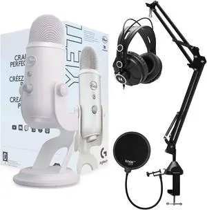 Blue Microphones Yeti USB Microphone (White Mist) with Microphone Stand Bundle