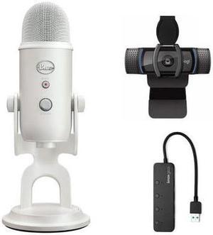 Blue Microphone Yeti USB Microphone (White Mist) with Webcam and 4-Port USB Hub