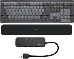 Logitech MX Mechanical Wireless Keyboard (Clicky/Graphite) w/Palm Rest & USB Hub
