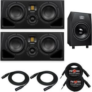 ADAM Audio A77H Three-Way Active Studio Monitor (Pair) with Subwoofer and Cables