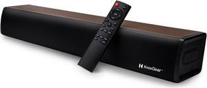 Knox Gear 60-Watt Compact Wireless 2.0ch Soundbar with Bluetooth 5.0 (Black/Oak)
