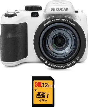 Kodak PIXPRO AZ425 Astro Zoom 20MP Camera with 42x Zoom (White) with 32GB SD