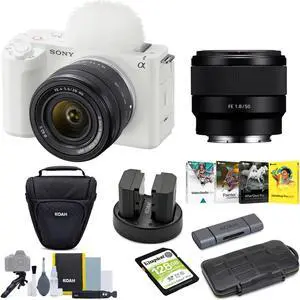 Sony Alpha ZV-E1 Camera with 28-60mm and 50mm Lens (ILCZV-E1L/W, Black) Bundle