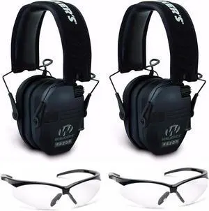 Walker's Razor Slim Electronic Shooting Range Earmuffs and Glasses (2-Pack)