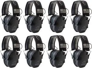 Walker's Razor Slim Ultra Low Profile Compact Design Earmuffs (Black) 8-Pack