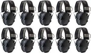 Walker's Razor Slim Ultra Low Profile Compact Design Earmuffs (Black) 10-Pack