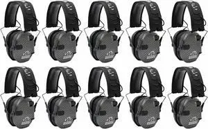Walker's Razor Slim Ultra Low Profile Compact Design Earmuffs (Carbon) 10-Pack