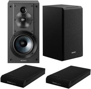 Sony SSCS5 3Way 3Driver Bookshelf Speaker System Black with Isolation Pads