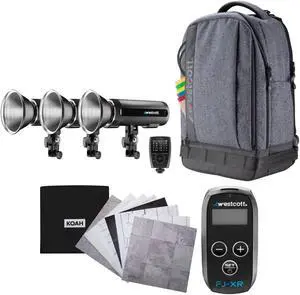Westcott FJ200 Strobe 3-Light Backpack Kit with FJ-X3 S Wireless Trigger Bundle