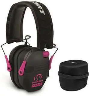 Walkers Game Ear Razor Muffs (Black and Pink) with Protective Case