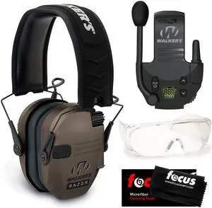 Walkers Razor Slim Electronic Muff (Flat Dark Earth) with Walkie Talkie Bundle