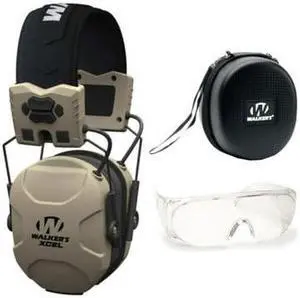 Walker's XCEL 100 Digital Electronic Muff Voice Clarity with OTG Glasses, Case