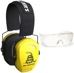 Walker's Razor Slim Passive Safety Ear Muffs (Yellow, DTOM) w/ OTG Glasses Kit