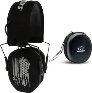 Walkers Game Ear Razor Freedom Series Muffs (Flag) with Protective Case