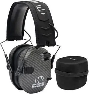 Walkers Game Ear Razor Muffs (Carbon Dark) with Protective Case
