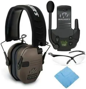 Walkers Razor Slim Electronic Muff (Flat Dark Earth) with Walkie Talkie Bundle