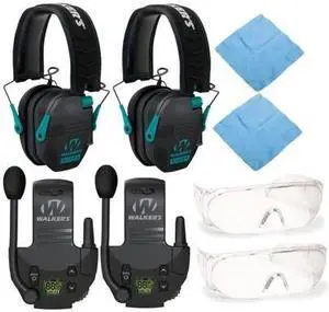 Walkers Razor Shooting Muffs (Black/Teal) (2 Pack) with Accessory