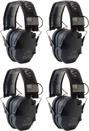 Walker's Razor Slim Electronic Shooting Muffs 4-Pack, Black America Patch