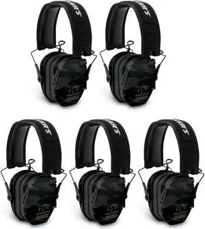 Walker's Razor Slim Electronic Shooting Muffs 5-Pack, Multi cam Camo Gray